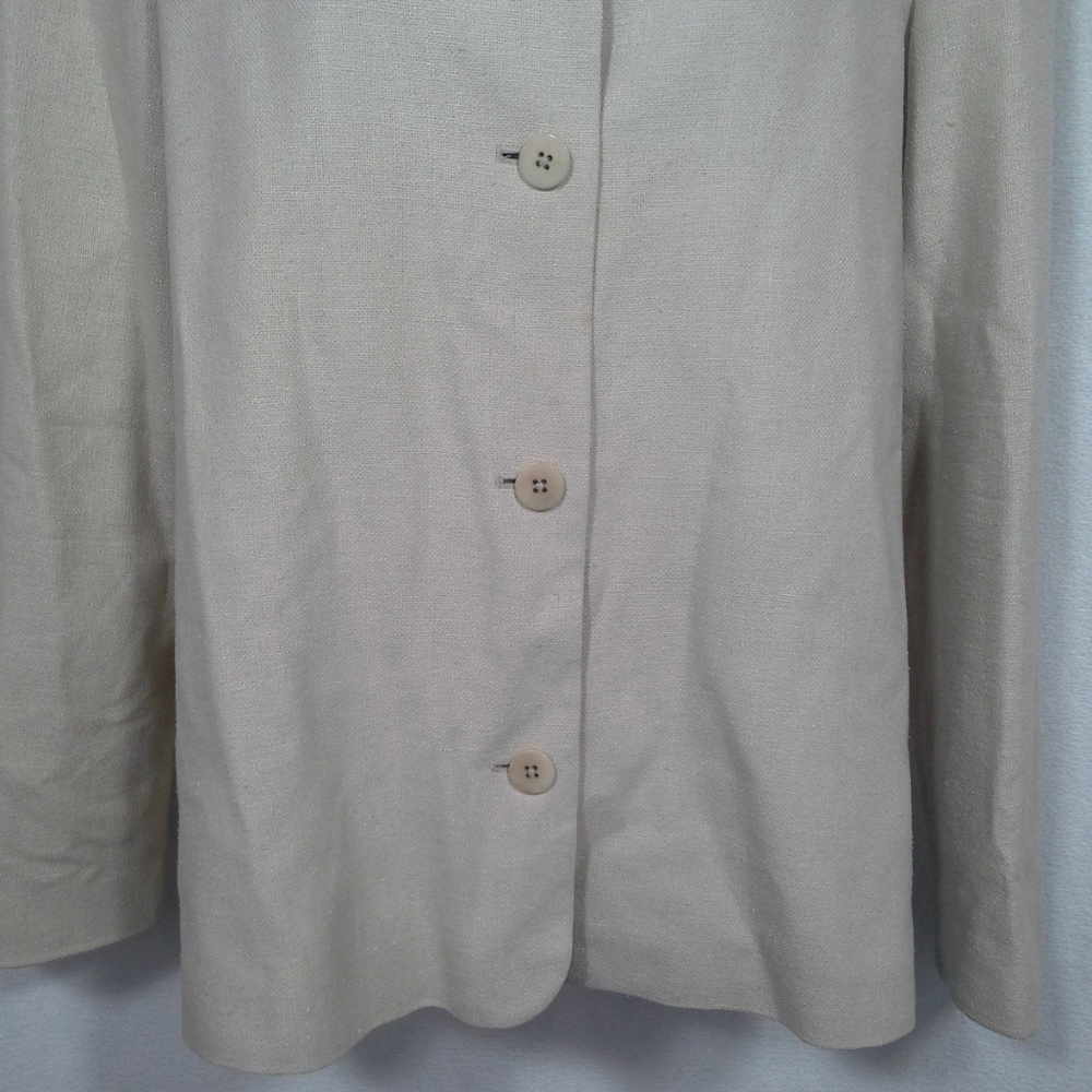 Nordstrom jacket blazer Sz M Silk Beige Off-white Lined 3-button - Picture 6 of 7